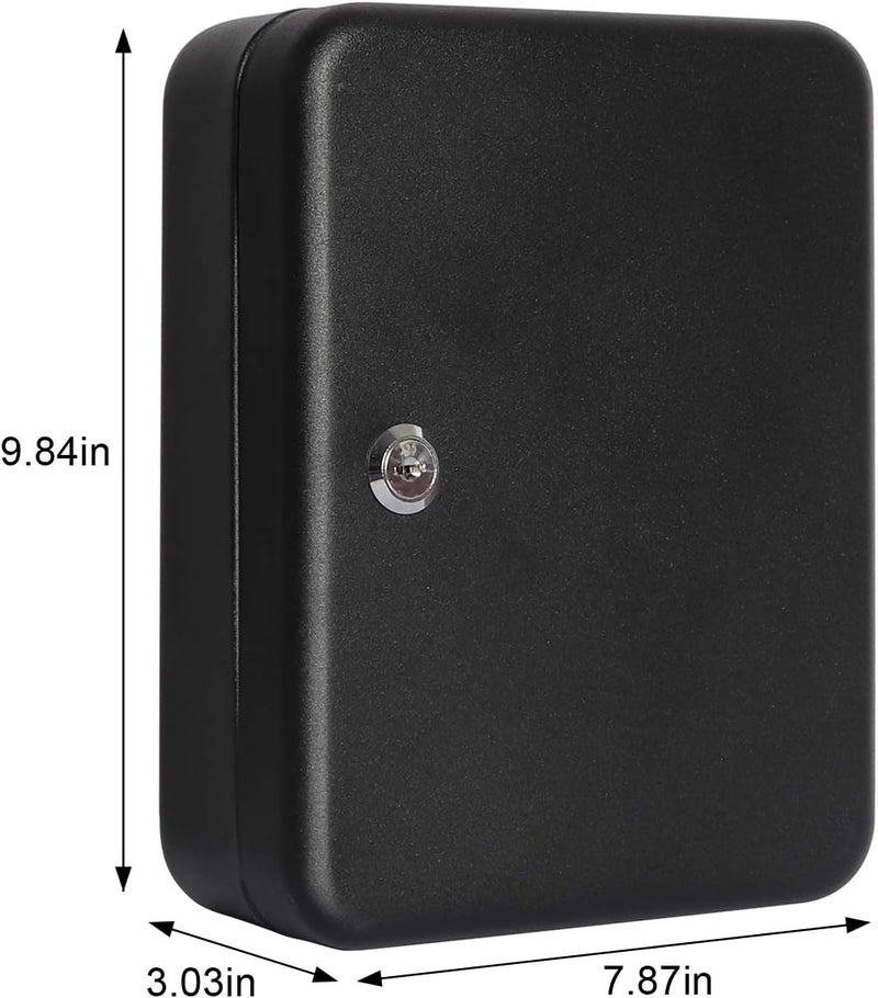 Parrency Key Cabinet Wall Mount,Locking Key Organizer, Key Storage Lock Box with Key Lock, Large Key Box for Outside, Key Cabinet Lock Box with 24 Hooks, 11 4/5" x 9 1/5" x 3" (Medium,Black) - Image 3